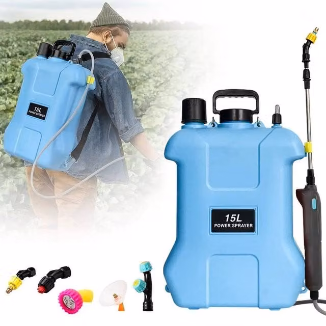 Spetlek 15L Blue Rechargeable Backpack Sprayer with 5 Nozzles and 2400mAh Battery
