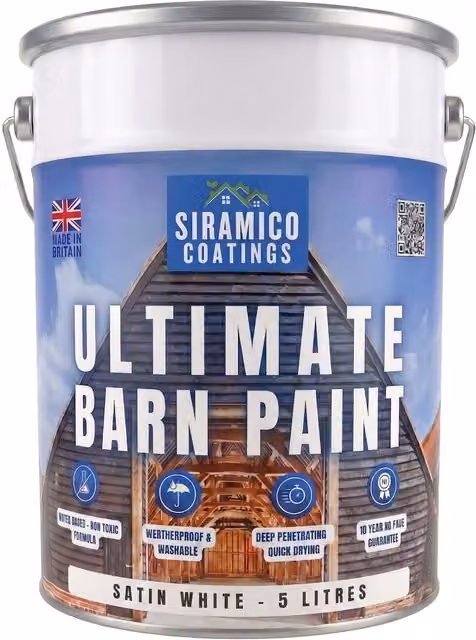 SIRAMICO COATINGS One Coat Ultimate Barn Acrylic Paint, Black, 5 Litres