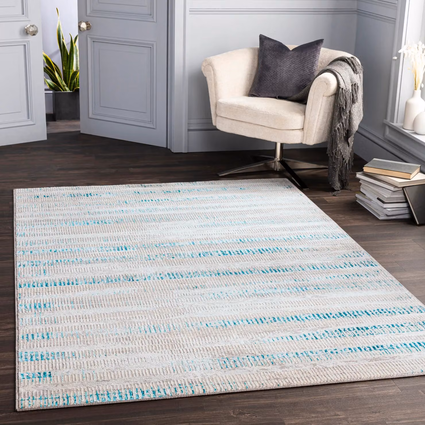 Livabliss Lustro Modern Abstract Rug in Petrol, Grey, Blue and Beige, W: 200 cm, L: 275 cm – 3