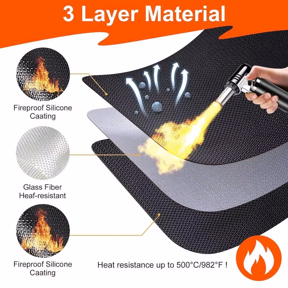 SPETLEK Black Non-Slip Fireproof Barbecue Mats, 2-Pack, W/D: 60 x 40 cm – 4
