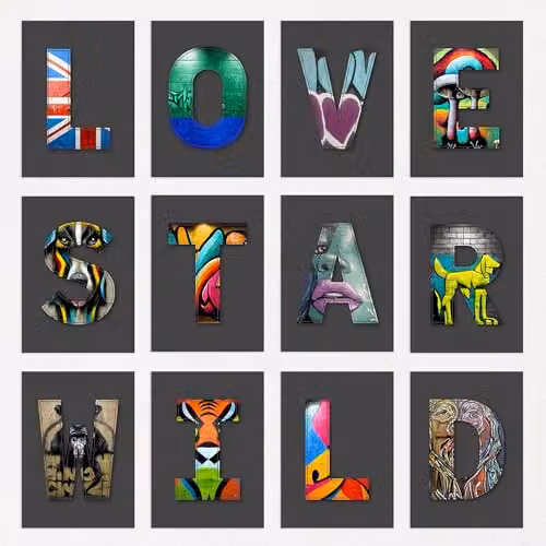 Artery8 Set of 50 Multicolour Street Art Graffiti Aesthetic A-Z Letter Postcards, W: 14.8 cm, H: 10.5 cm – 4