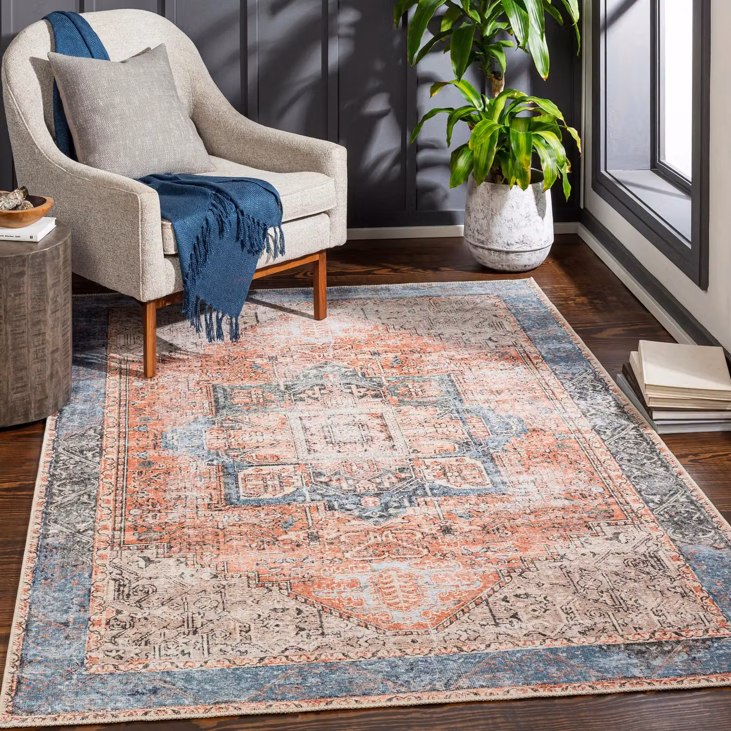 Livabliss Amelie Washable Terracotta Vintage Boho Living and Dining Room Rug, W: 200 cm, D: 275 cm – 5