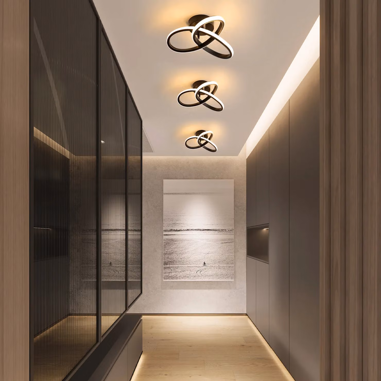 Pheashine Modern LED Ceiling Light, Warm White 3000K, Black, Diameter: 25 cm – 4