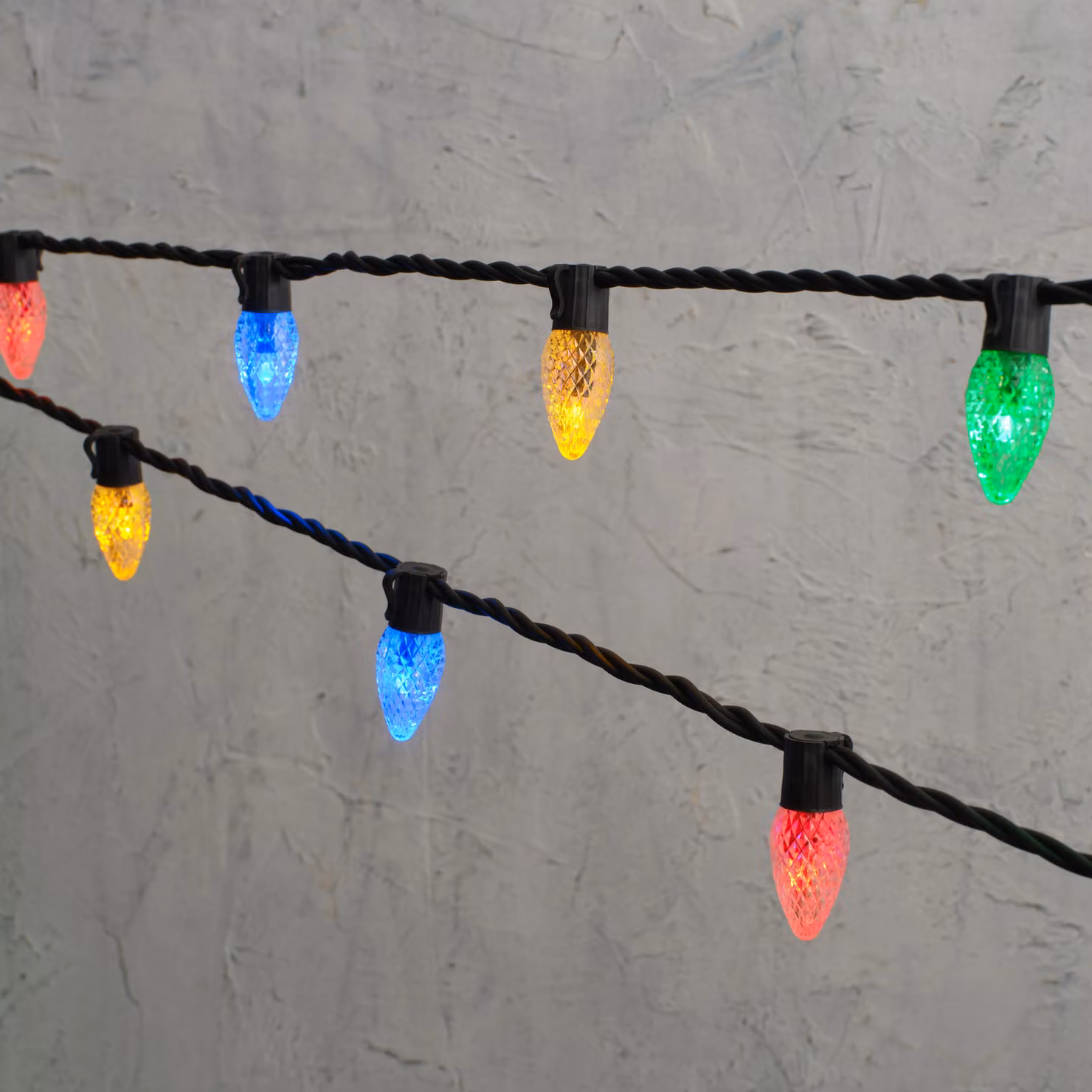 Plus Connect Connectable C9 LED Fairy Lights, Multicoloured with Black Cable