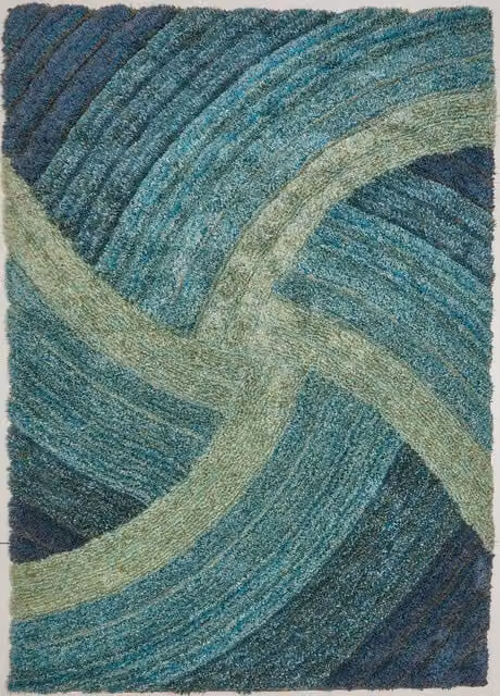 Rugstyle 3D Shaggy Stella Abstract Modern Rug in Blue, W: 160 cm, D: 230 cm