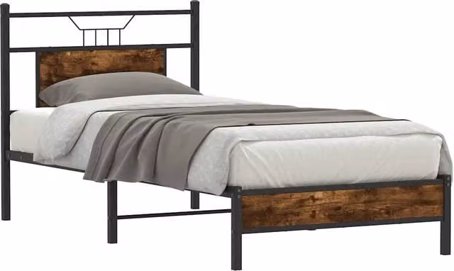 Berkfield Home Smoked Oak Decorative Bed Frame in Brown, W/D/H: 90 x 190 cm