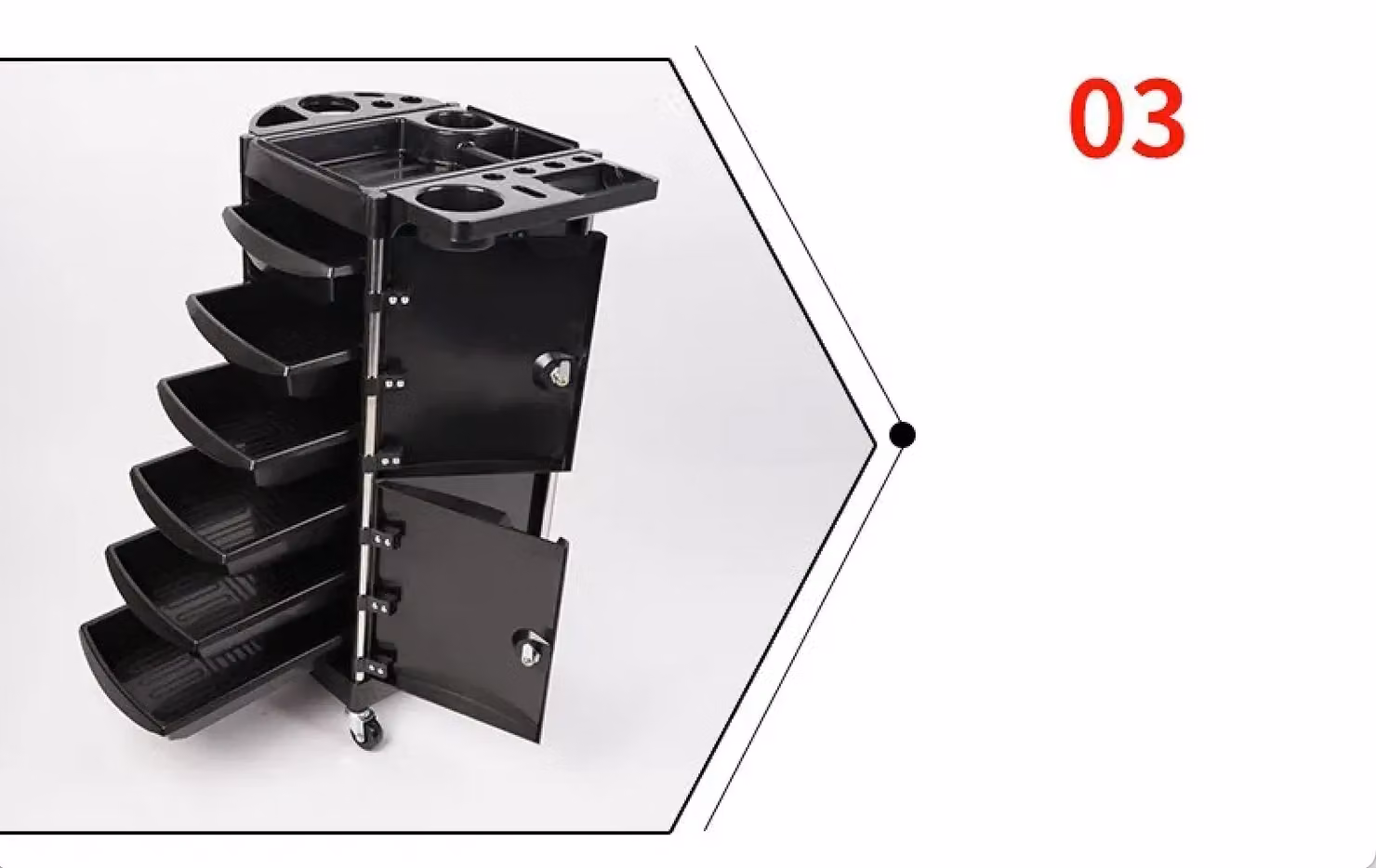 Hygrad Lockable Barber and Beauty Salon Storage Trolley Cabinet in Black – 4