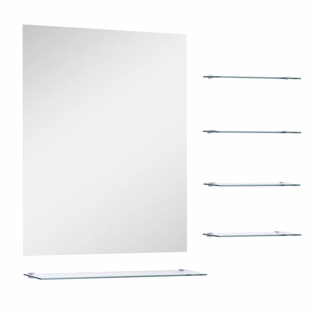 Berkfield Home Minimalist Rectangular Wall Mirror with 5 Shelves in Silver, W: 50 cm, H: 60 cm – 2