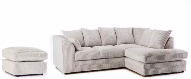 Snugg Furniture UK Limited Milo Jumbo Cord Corner Sofa with Matching Ottoman in Cream Beige