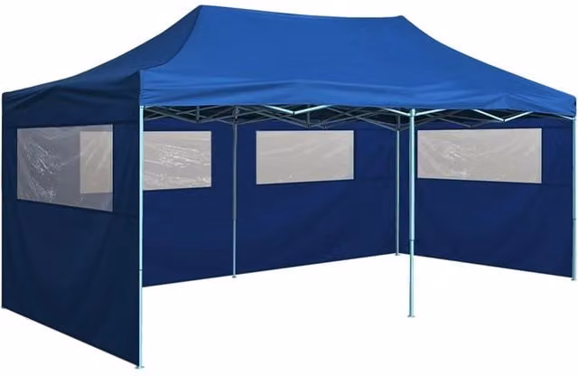 Berkfield Home Professional Folding Party Tent with 4 Sidewalls, Blue, W: 6 m, D: 3 m – 1