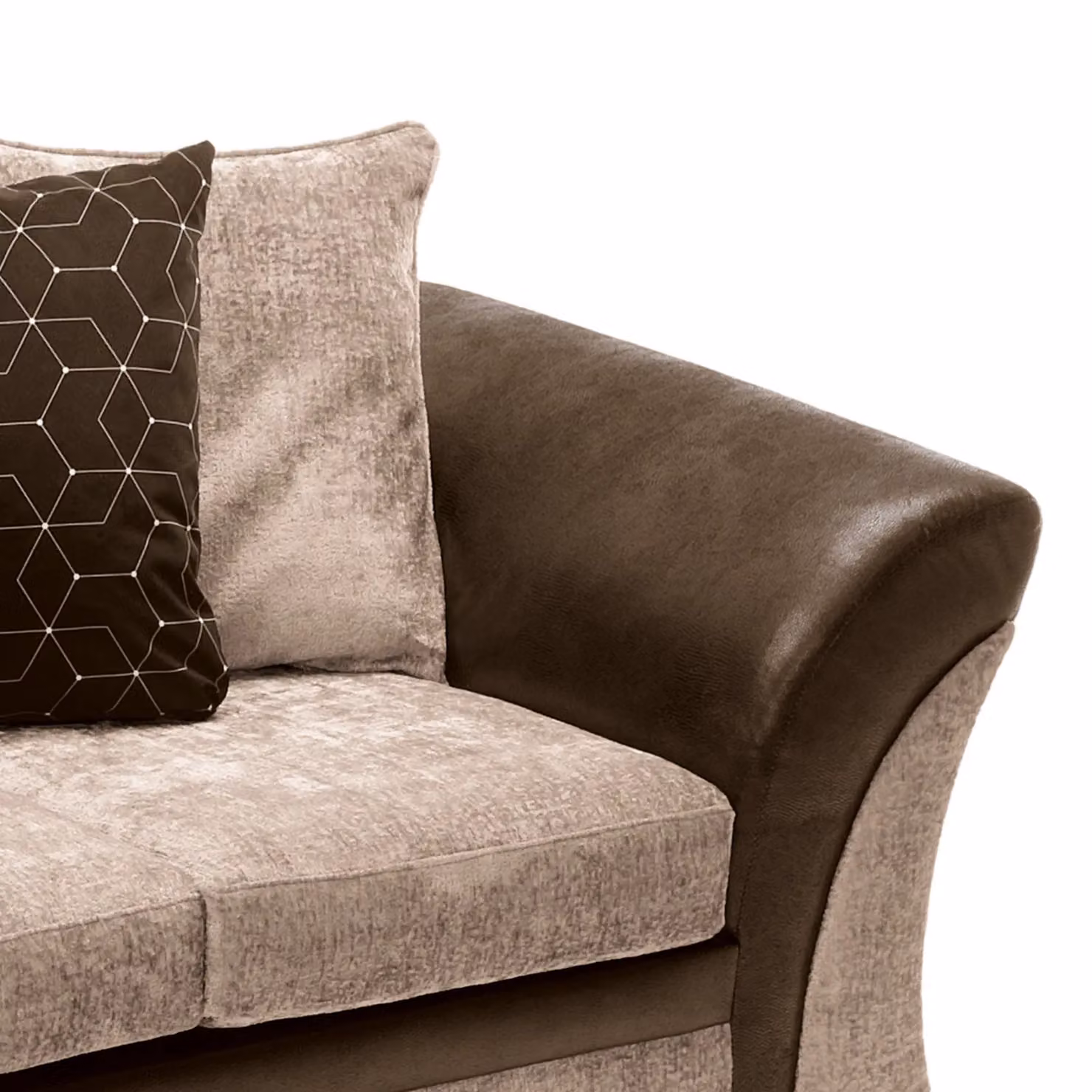 Abakus Direct Farrow Left Facing L-Shape Corner Sofa in Brown and Beige Leather and Chenille Fabric – 3