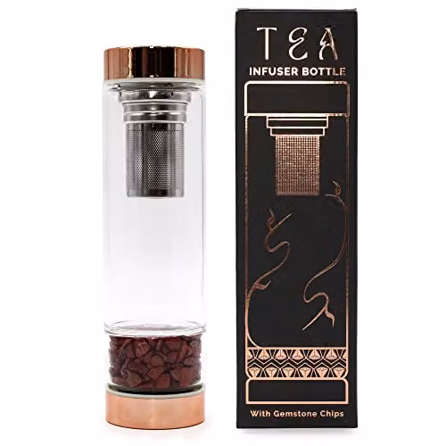 Serenityy Crystal Glass Tea Infuser Bottle in Gold with 500ml Capacity – 1
