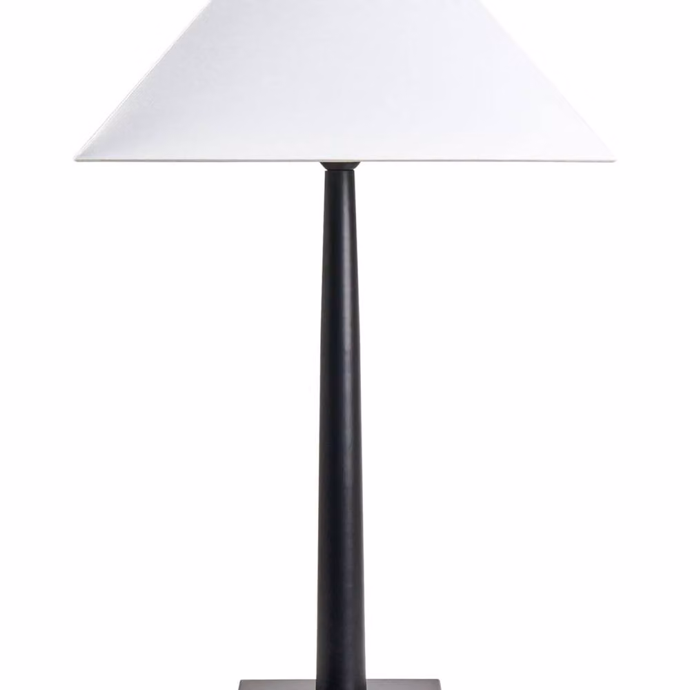 Wyld and Coco Modern Table Lamp with Black Metal Base and White Fabric Cone Shade – 2