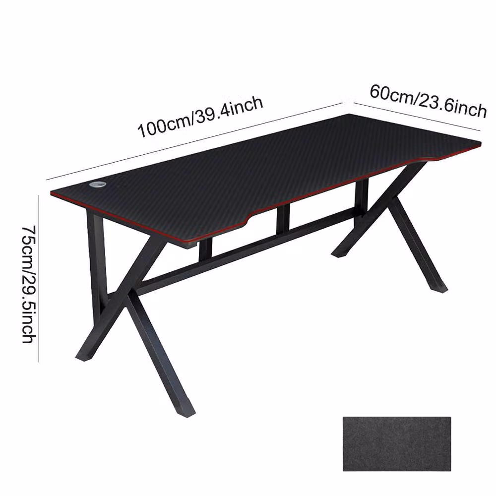 FORGEVIO Black Modern Gaming and Home Office Computer Desk, W: 120 cm, D: 60 cm, H: 75 cm – 2