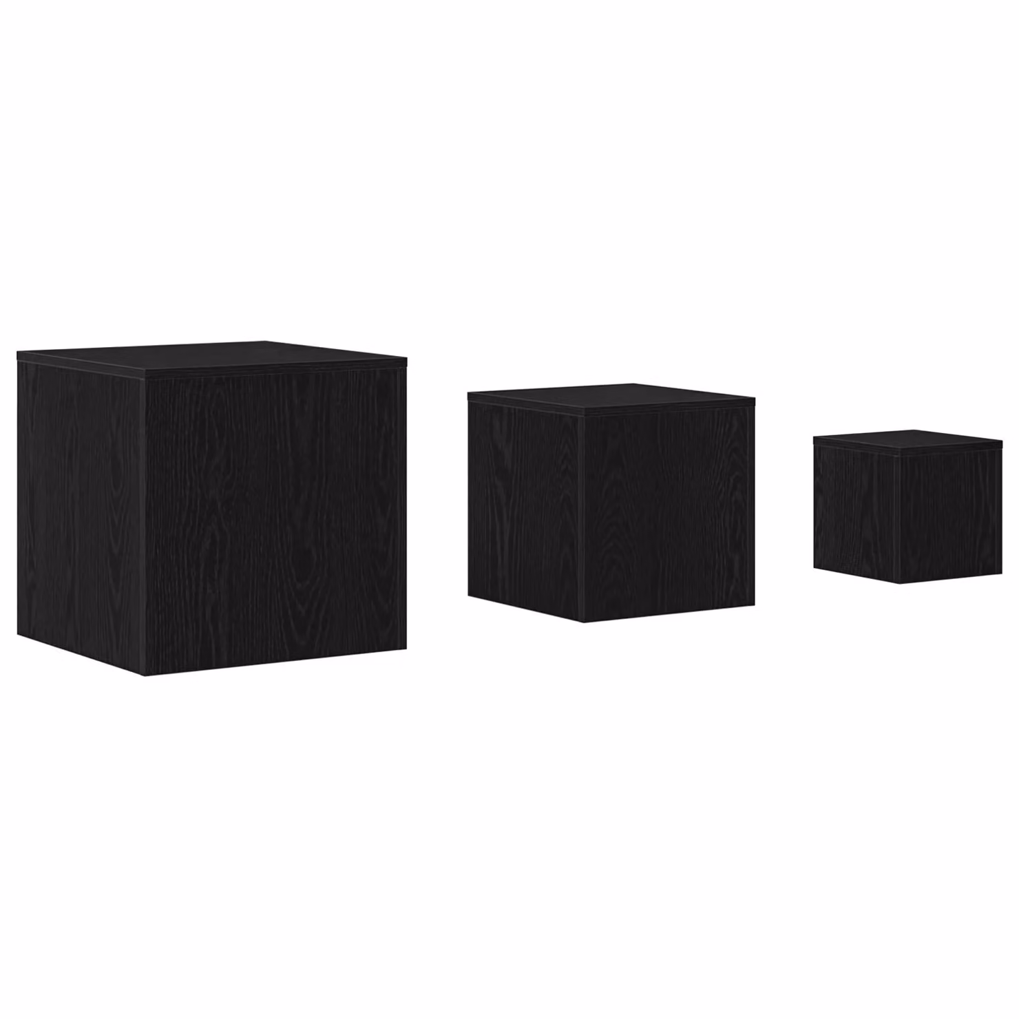 Berkfield Home 3 Piece Stackable Side Table Set in Black Oak Engineered Wood – 2