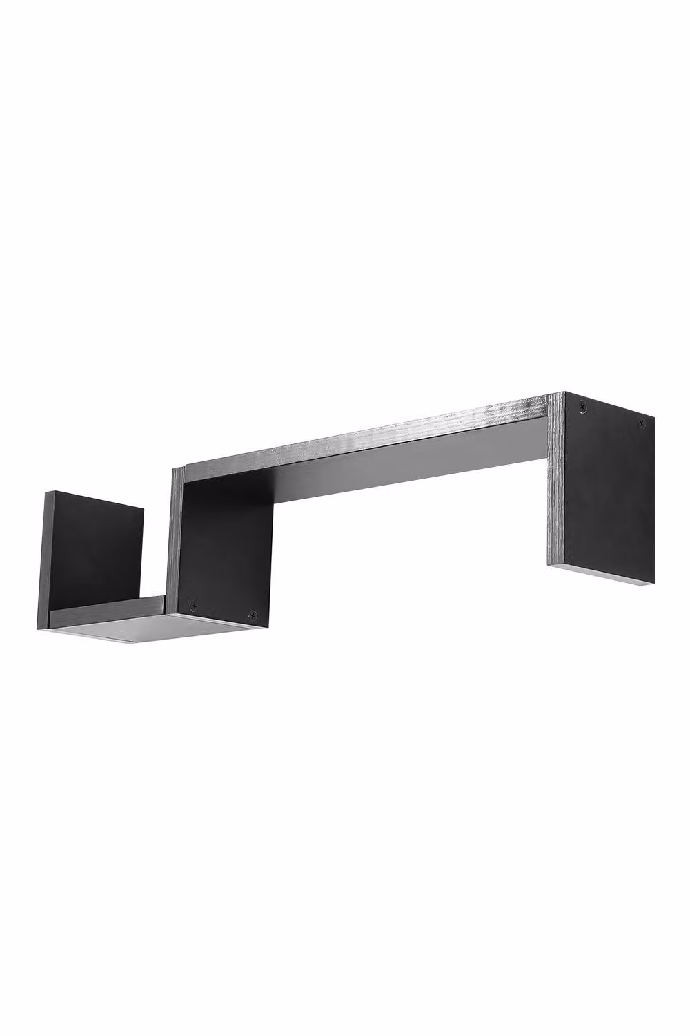 Garden Sanctuary Set of 2 Black Wooden Wall Mounted Floating Shelves – 2