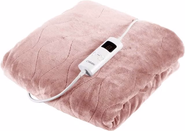 Carmen Comfort Luxury Fleece Electric Heated Throw and Over Blanket, Dusty Pink, W/D/H: 160 x 130 cm
