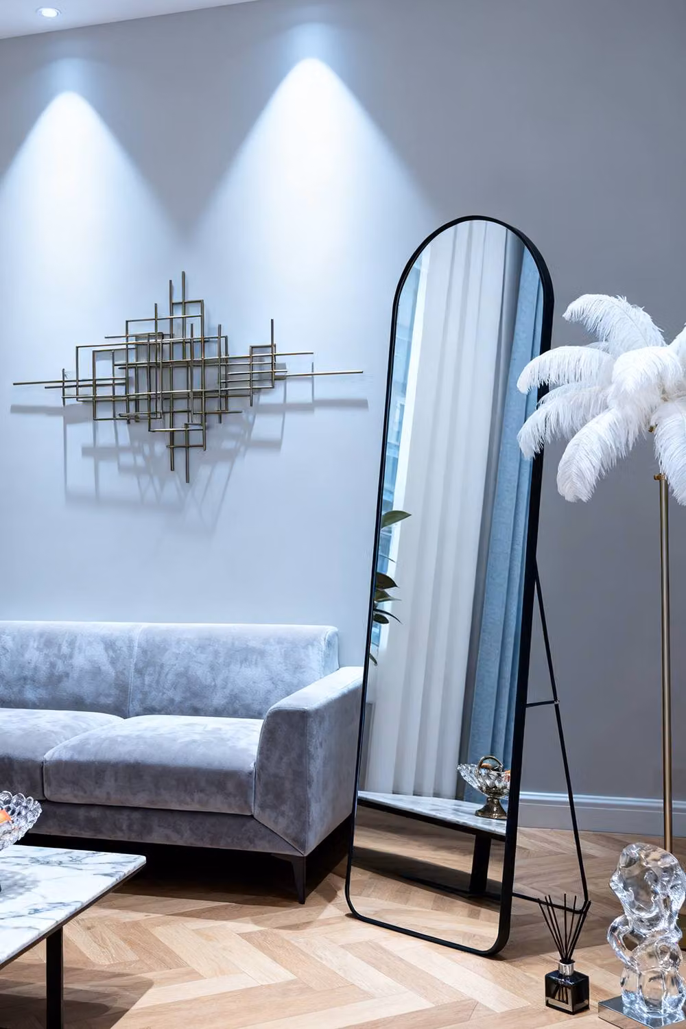 ExtraStar Modern Rectangular Full Length Mirror with Black Metal Frame, Freestanding or Wall-Mounted, H 150 cm x W 40 cm – 2