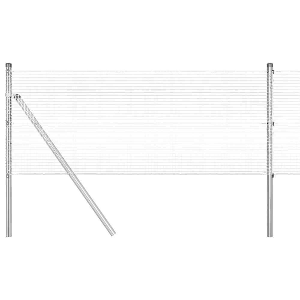 Berkfield Home Set of 2 Galvanised Steel Round In-Ground Fence Posts, Silver, Length: 25 m, Diameter: 0.5 cm – 2