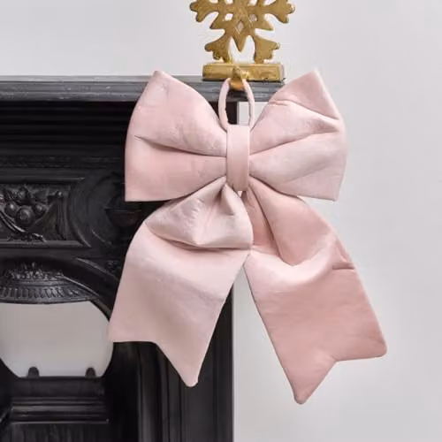 Melody Maison Pink Velvet Christmas Bow Tree Topper W/H: 30 x 45 cm – 2