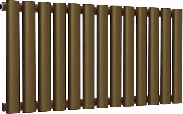 Lux Heat Oval Horizontal Single Wall Mounted Radiator in Antique Brass, W: 78 cm, H: 40 cm, D: 8.5 cm