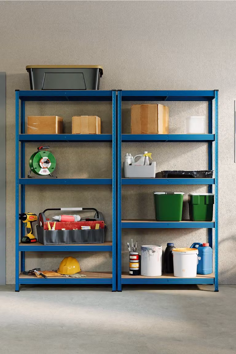 Home Discount Home Vida Heavy Duty 5 Tier Garage Storage Shelving Unit, Blue, W: 150 cm x D: 70 cm
