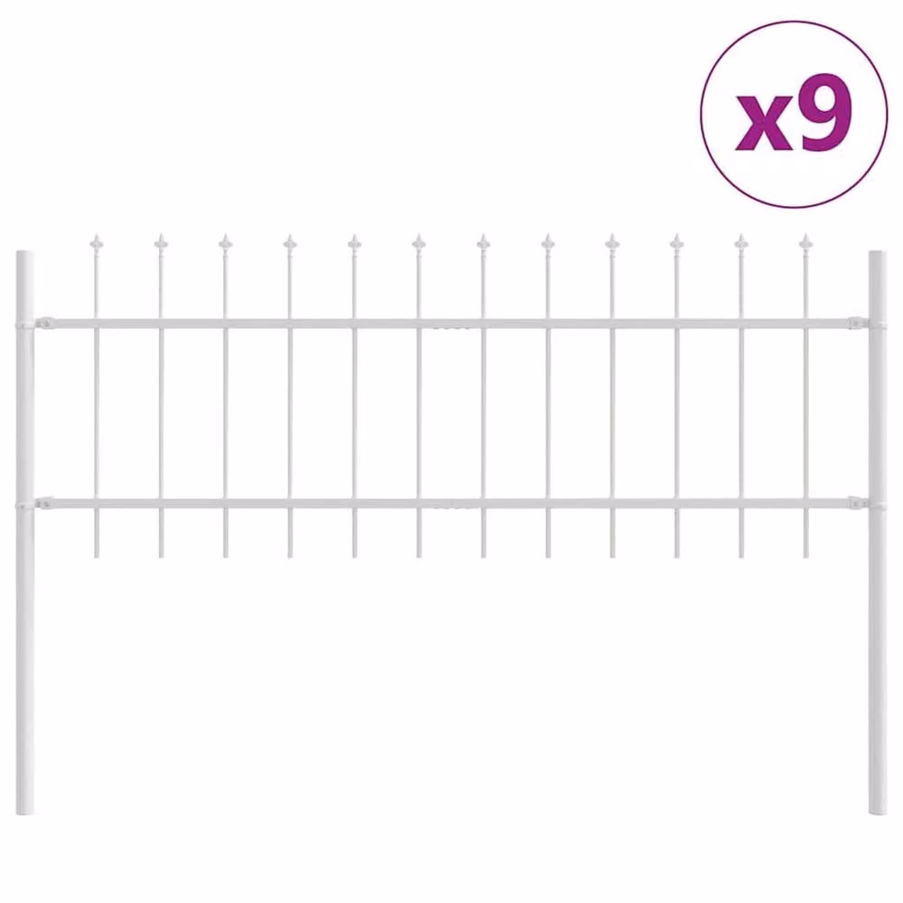 vidaXL Berkfield Home Modern Garden Fence Set of 9, White Metal – 2