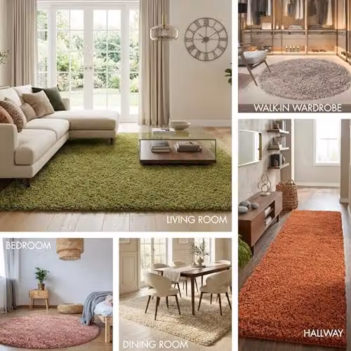 Serdim Rugs Green Plain Modern Machine Woven Living Room Area Rug, W: 60 cm, L: 110 cm – 5