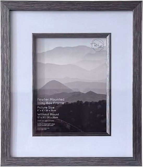 The Port. Co Gallery Silver Inlay Rectangular Metal Tabletop Box Frame, W: 20.32 cm, H: 20.32 cm, D: 15.24 cm