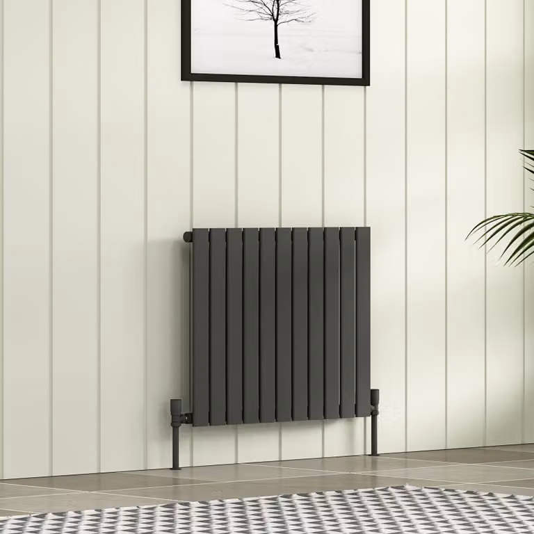 Fluxx Anthracite Single Flat Panel Horizontal Designer Radiator, W: 60.0 cm, H: 74.8 cm