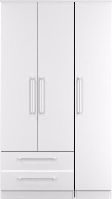 Ready Assembled 2 U Gloucester Triple Wardrobe with 2 Drawers in White