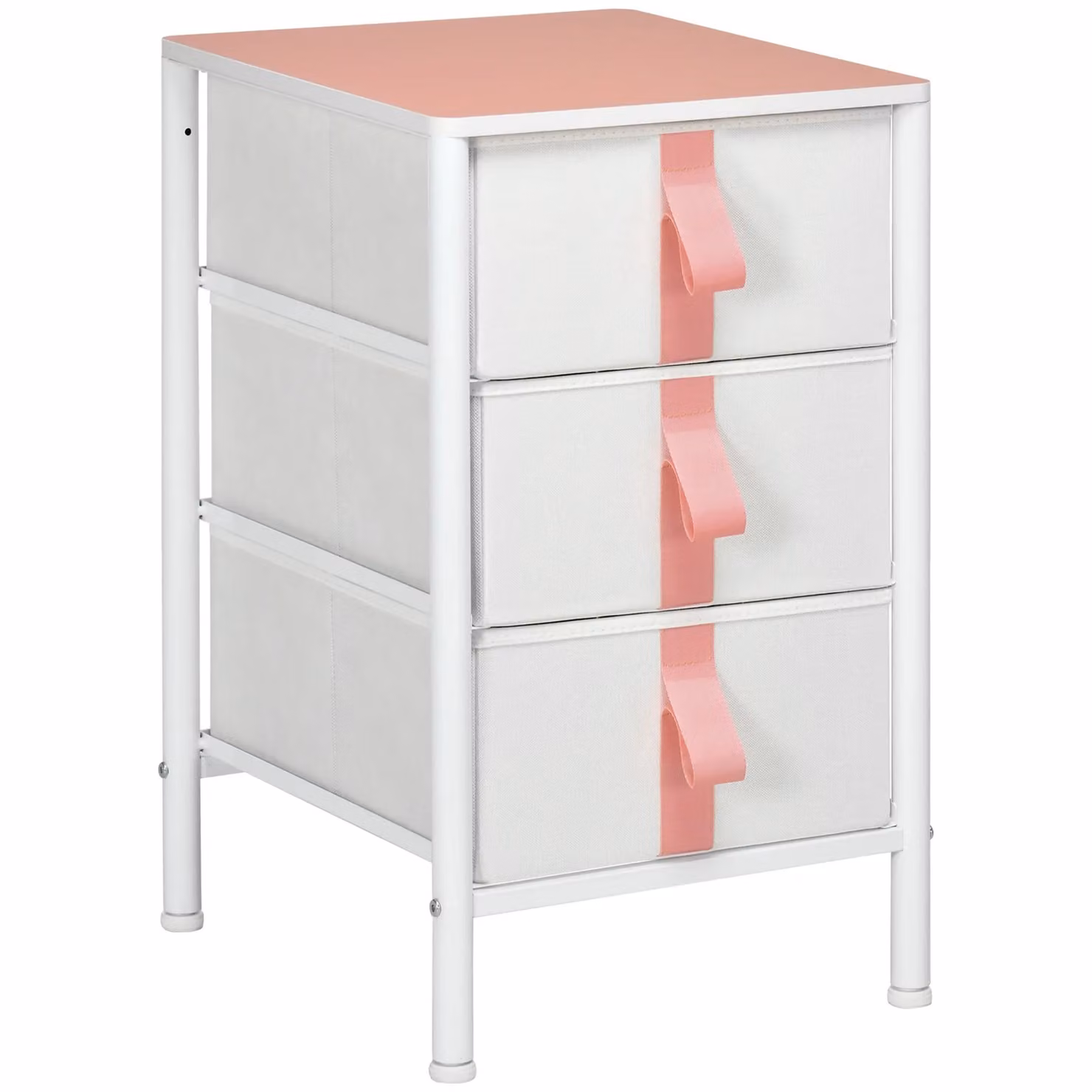 HOMCOM Pink Fabric and Metal Freestanding Cloth Organiser with 3 Drawers for Nursery or Bedroom – 2