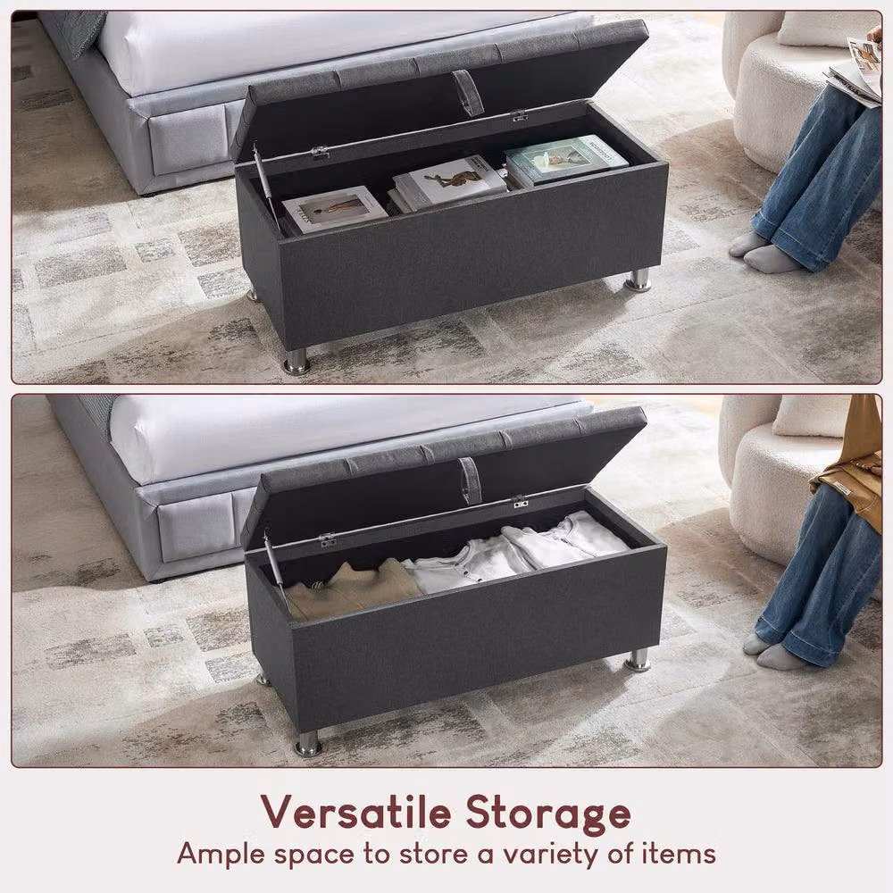 HD Designs Vida Designs Valencia Storage Ottoman in Dark Grey – 4
