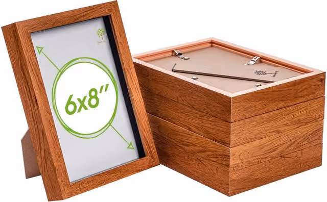 Nicola Spring A5 3D Shadow Box Photo Frame, Set of 5, Brown, Rectangular, Minimalist Design – 4