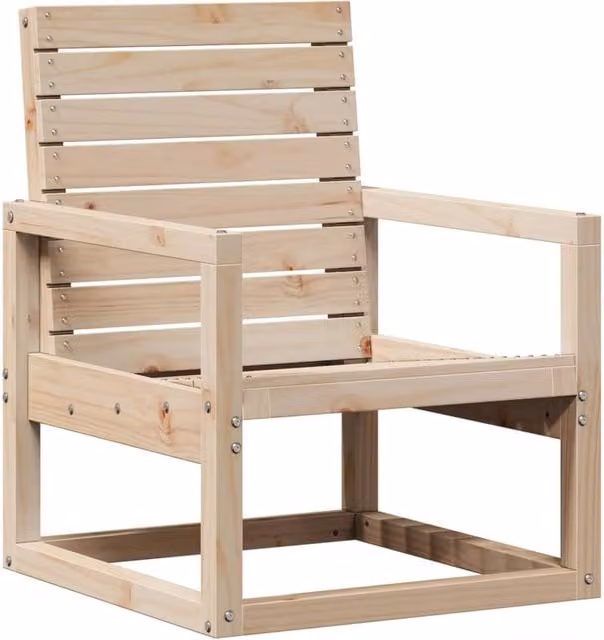 Berkfield Home Rustic Solid Pine Garden Chair in Light Oak, W/D/H: 57.5 x 63 x 76 cm – 1