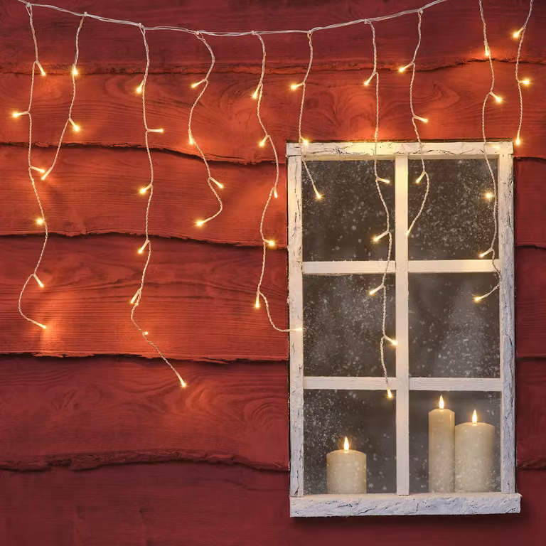 Lights4fun Warm White LED Icicle Drop Lights in White and Transparent
