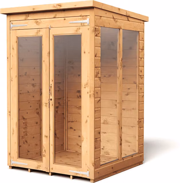 Empire Sheds Empire 4x4 Pent Summerhouse with Double Door and Window in Brown Wood