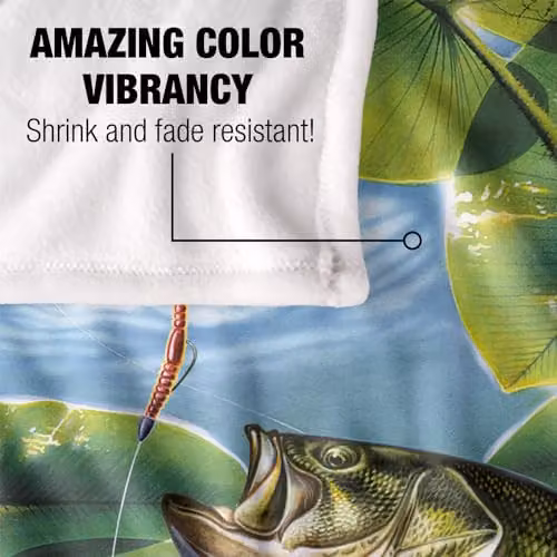 JQ Licensing Fooled Bass Fishing Super Soft Fleece Throw Blanket, White, W/D/H: 152 x 127 cm – 3