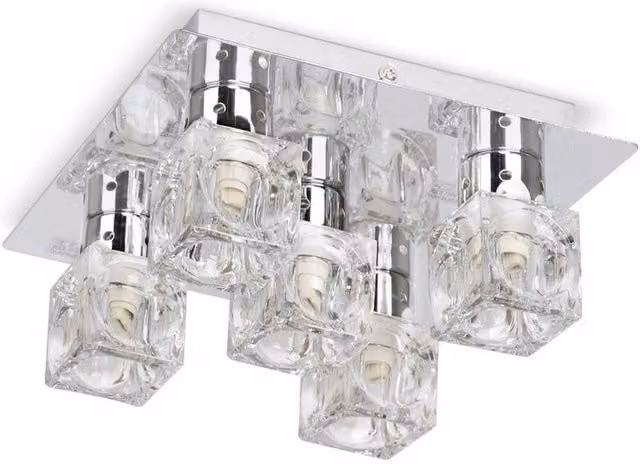 FORGEVIO Chrome Ice Cube Ceiling Light in Silver and Glass
