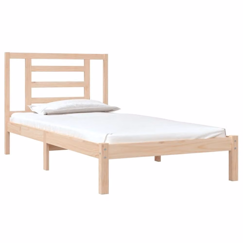 Berkfield Home Single Solid Wood Pine Bed Frame in Brown, W/D/H: 90 x 190 cm