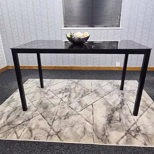 KOSY KOALA Modern Black Glossy Glass Dining Table for 4 Seats, W/D/H: 120 x 70 x 75 cm – 2
