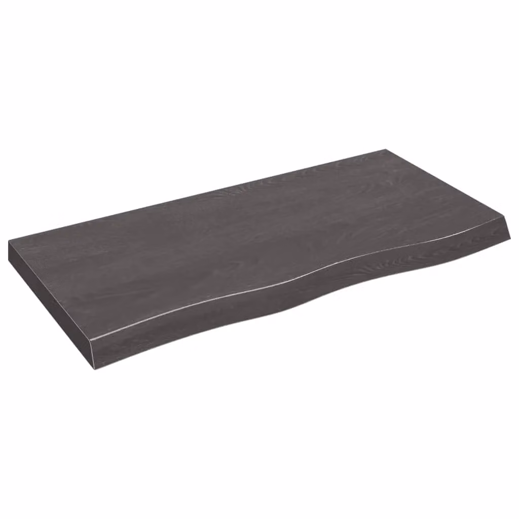 Berkfield Home Dark Grey Treated Solid Wood Oak Table Top W: 100 cm, D: 50 cm – 1