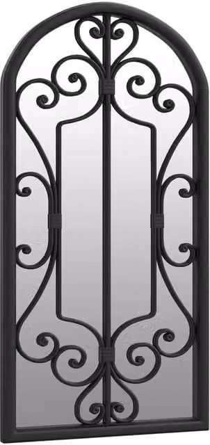 Berkfield Home Decorative Rectangular Garden Wall Mirror in Black Metal and Glass, W/H: 70 x 30 cm – 1