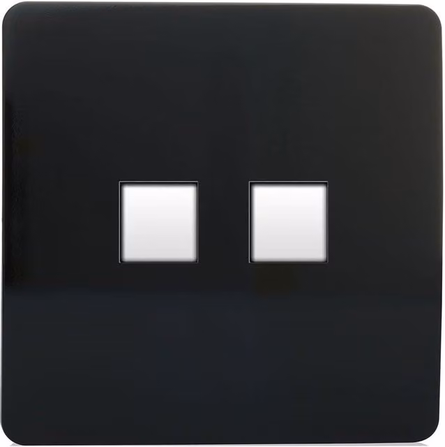 Trendi Switch 2 Gang RJ45 Cat 5e Ethernet and Telephone Secondary Sockets in Piano Black – 1