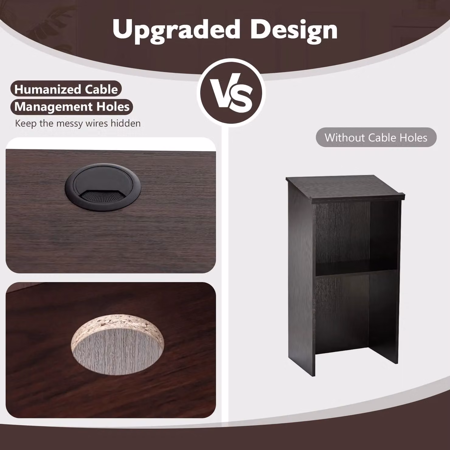 Costway Podium Hostess Stand with Storage Shelf in Brown, Height: 117 cm – 4