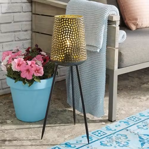 mysmartbuy Beehive Tripod LED Lamp in Bronze, USB Rechargeable Weatherproof Cordless Outdoor and Indoor Light with Timer, H64 x W19 cm