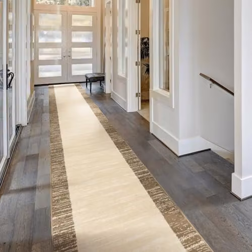 runrug Soft Hallway Runner Rug in Beige, W: 60 cm, L: 240 cm