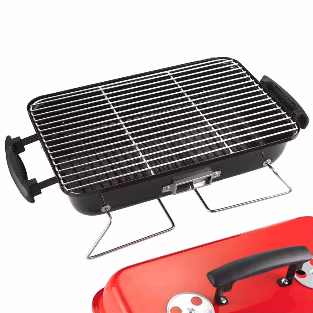 Nordara Red Portable Tabletop Charcoal Barbecue Grill with Thermometer and Stainless Steel Construction, W/D/H: 53.5 x 30.0 x 27.0 cm – 3