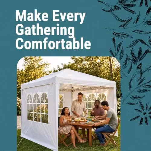 Gr8 Garden Waterproof Gazebo with Sides in White, W/D/H: 300 x 300 x 245 cm – 2