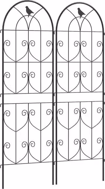 FLAVORA Set of 2 Black Metal Garden Trellis Supports for Climbers, H 150 cm x W 50 cm
